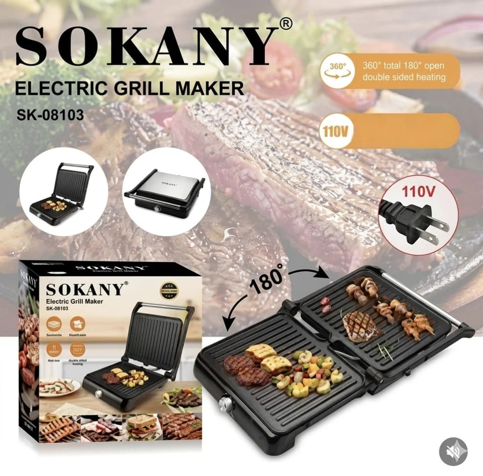 🔥 Parrilla Eléctrica Sokany – Potencia y practicidad para tus comidas favoritas