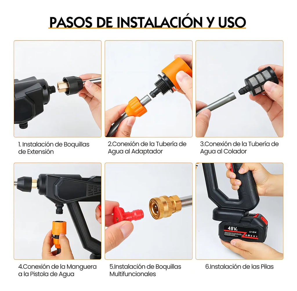 🔥 OFERTA EXCLUSIVA SOLO HOY - Hidrolavadora Inalámbrica de Alta Presión con Dos Baterías de 48V.