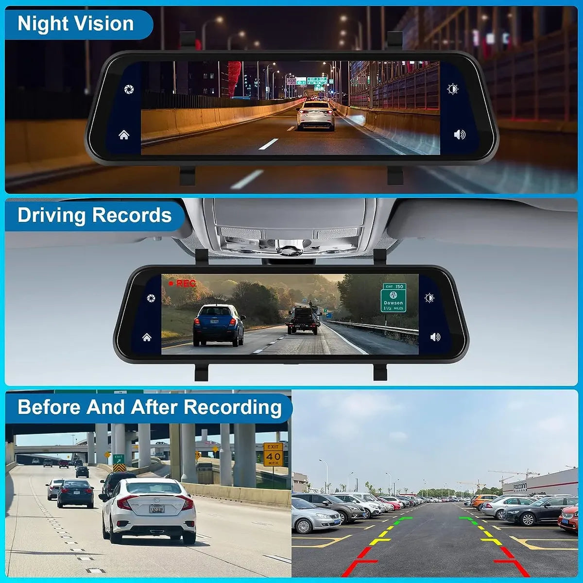 🚗 Espejo Retrovisor 4K con CarPlay y Android Auto Inalámbrico