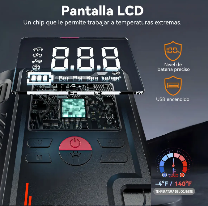 ⚡ MAX POWER – Arrancador Inteligente 4 en 1 con Compresor y Batería 20000mAh 🚗