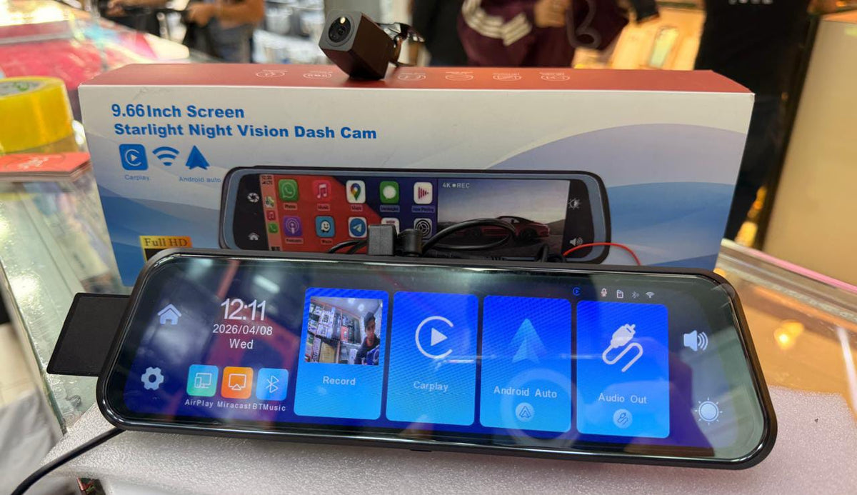 Espejo Retrovisor 4K con CarPlay y Android Auto Inalámbrico