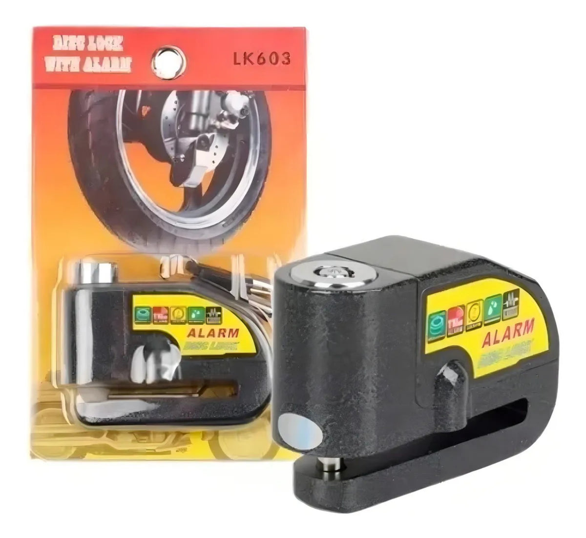 Candado negro con alarma y empaque LK603