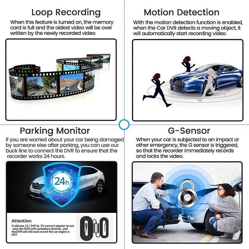 🚗 Espejo Retrovisor Inteligente DVR Full HD + Cámara de Reversa