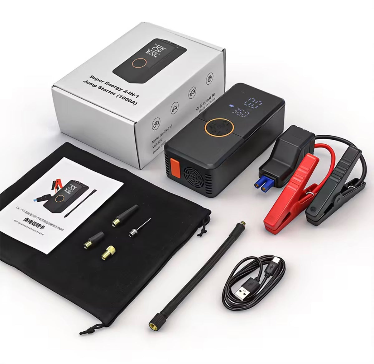 Arrancador MAX POWER 1000A 4 en 1 con compresor